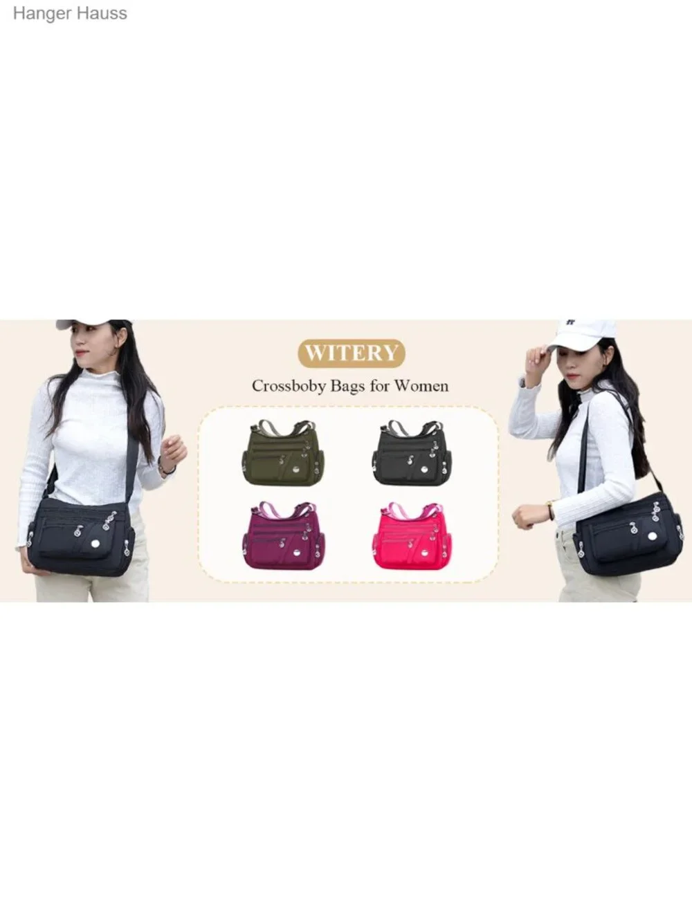 Nylon Crossbody Bag for Women Waterproof Lightweight Multi-Pocket Shoulder Purse